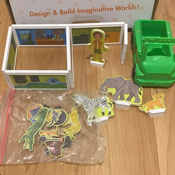 (2 Sets) Melissa & Doug Magnetic Pizza Ice cream Shop & ZOO DIY building toy - Picture 5 of 6